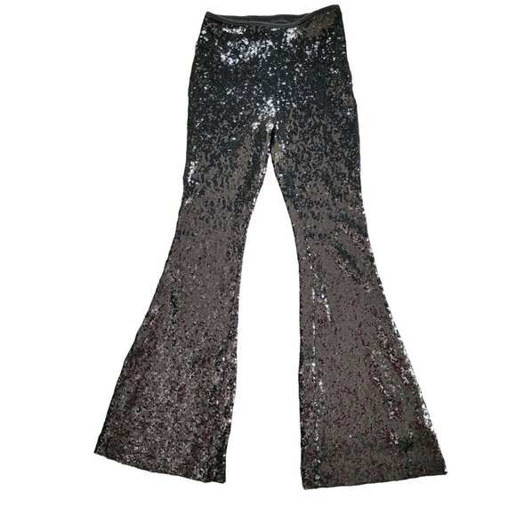 Anthropologie Pants - Anthropologie Joni Sequin Flare Pants Size 00 Black High Rise Cocktail Festival